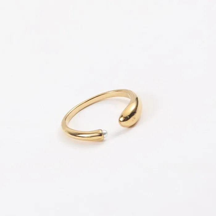 Europe Design Women One Head Big One Head Small Pearl Stainless Steel Open Ring