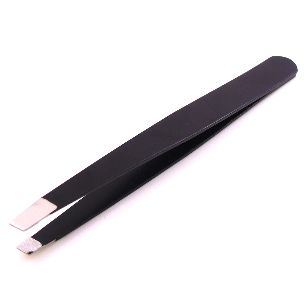 MP015 Slanted Tip Stainless Steel False Eyelash Tweezers Eyebrow Trimmer Face Hair Removal Clip Multi-function Makeup Kit