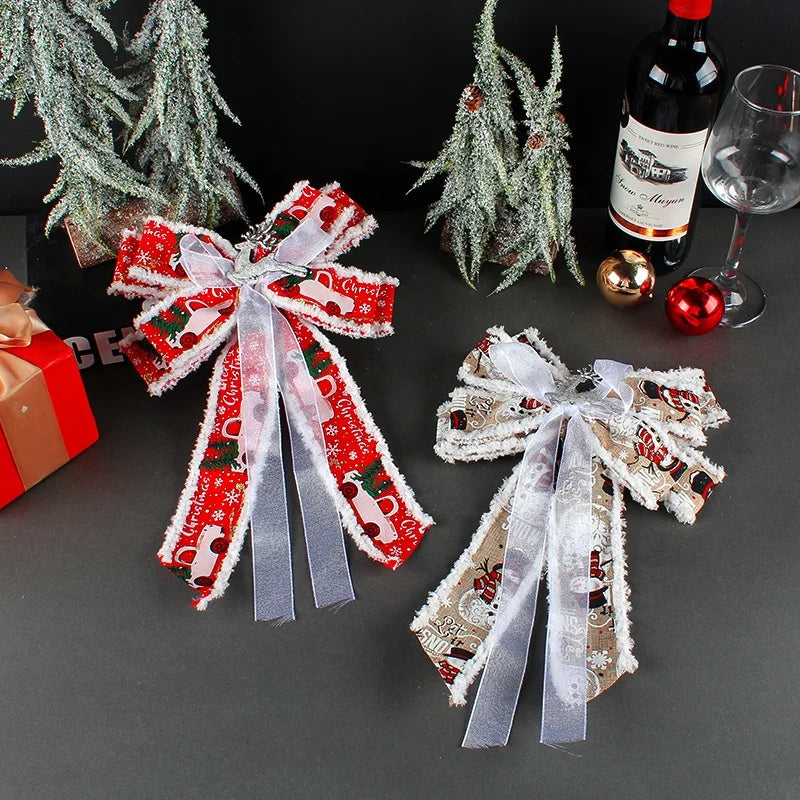 Fashion Christmas Tree Hanging Handmade DIY Cloth Ribbon Bow Tie Christmas Holiday Accessory Large Size Bow Tie
