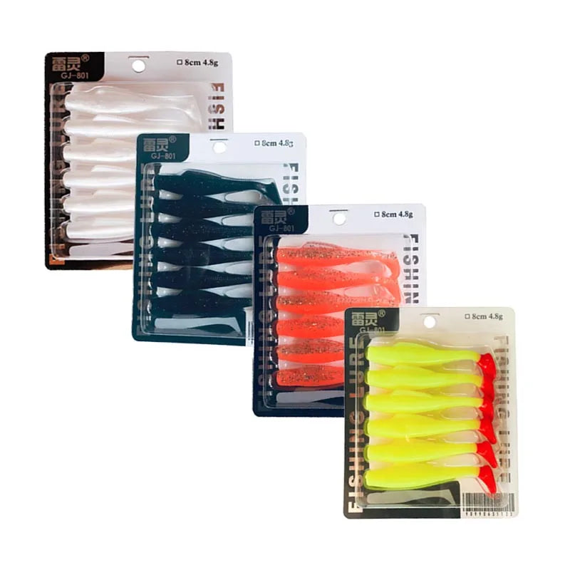 New 6pcs/8pcs 4cm 6cm 8cm 10cm 12cm Paddle Tail Tpr Material Soft Bait Minnowz Wobblers Swimbait Fishing Soft Lures Bait