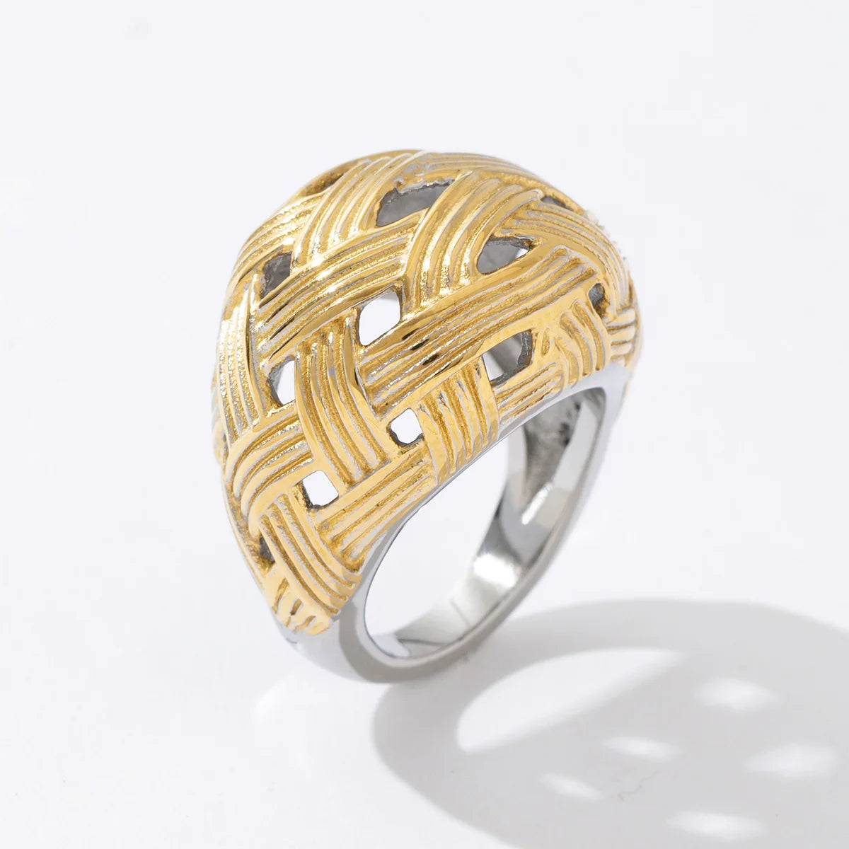 Waterproof Vintage Retro Stainless Steel Gold Silver Plated Hollow Knot Ring