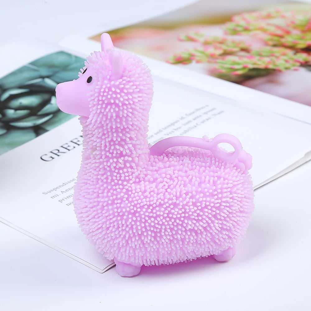 XTQ Flaming Alpaca Cartoon Squeeze Toy for Kids-TPR Material Colourful 9*7.5cm Stress Relief