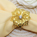 Gold Alloy Napkin Rings Hollow Out Flower Ring Napkin Holder Adornment Exquisite Napkins Rings Wedding Banquet Tableware Decor