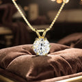 Fine Jewelry Gold Vermeil 925 Sterling Silver VVS Moissanite Diamond Classic Solitaire Pendant Necklace Women
