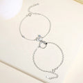 925 Sterling Silver Whale Couple Bracelet Minimalist Geometric Jewelry for Weddings and Parties
