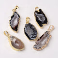 Pandahall 10pcs Men's Classic Golden Tone Brass Natural Druzy Geode Agate Slice Pendant Gold Plated Nuggets for Children