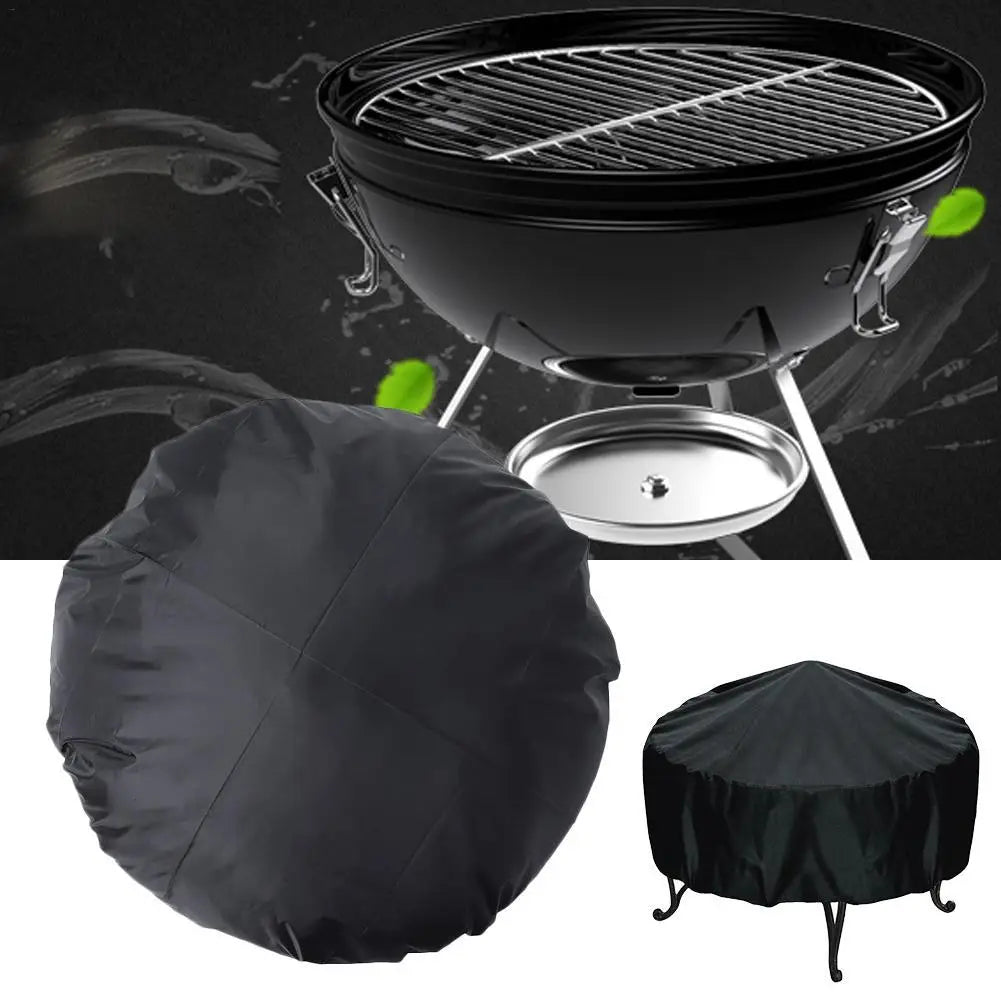 Factory Price Fire Pit Cover 112cm Outdoor Black Drawstring Sleeve Round Waterproof BBQ Grill Dustproof Balcony Floor Pit Cover