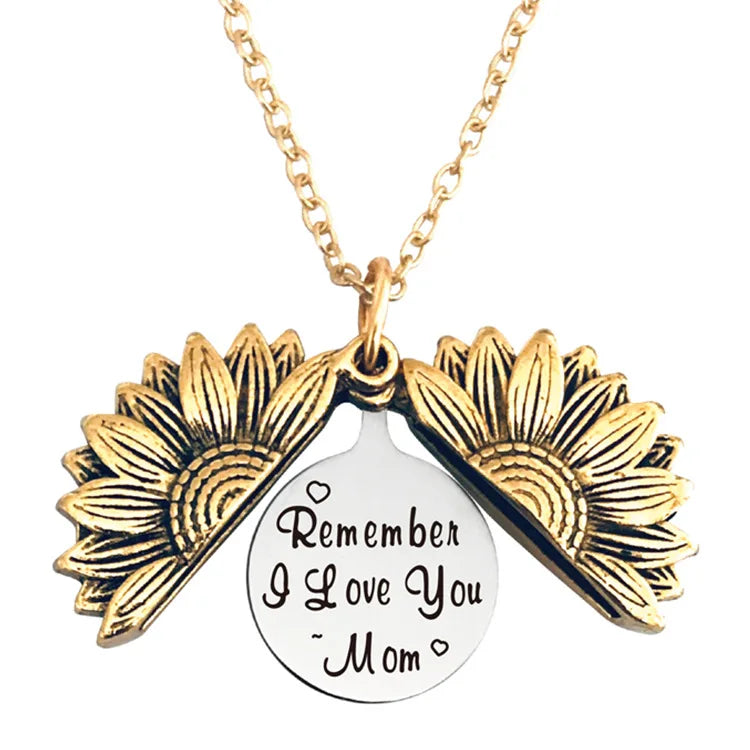 New You Are My Sunshine Necklace Sunflower Necklace Locket with Engraved Hidden Message Pendant