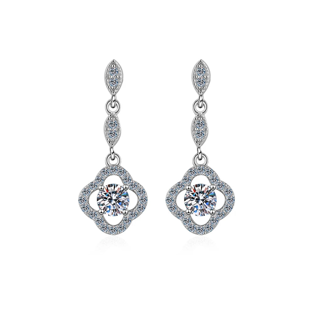 Flower Drop Earring S925 Sterling Silver 0.6 Carat D Color Moissanite Diamond Drop Earrings Anniversary Jewelry