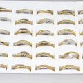 Fashion Jewelry Unisex Stainless Steel Finger Ring Golden 2mm 36PCs/Box 1518649