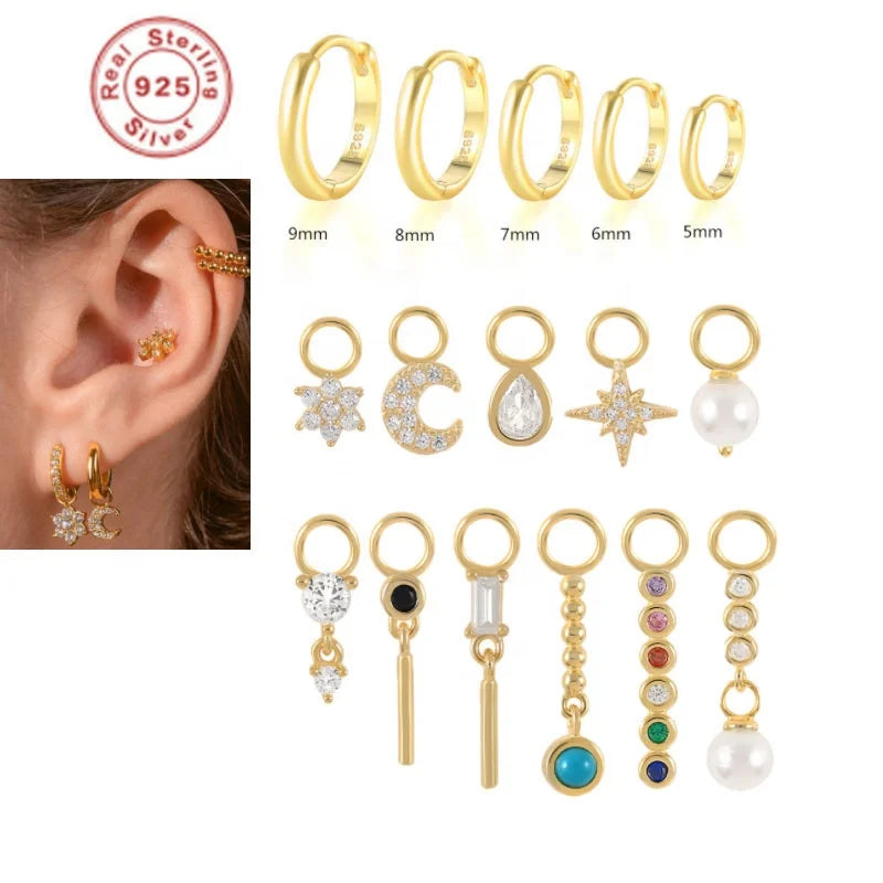 Getta 925 Sterling Silver DIY Hoop Piercing Earrings Gold Plated Bulk Cartilage Jewelry for Women for Weddings