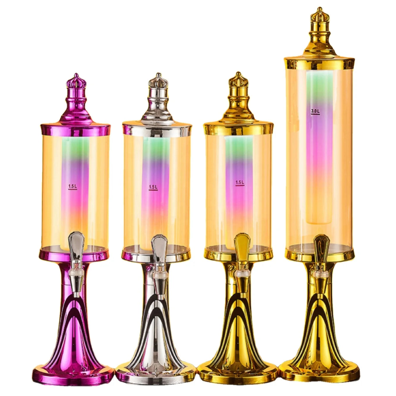 High-Capacity 3L Plastic Solar Powered Food Grade Portable Rose Gold Beer Dispenser Tower with LED Light for Bar Restaurant