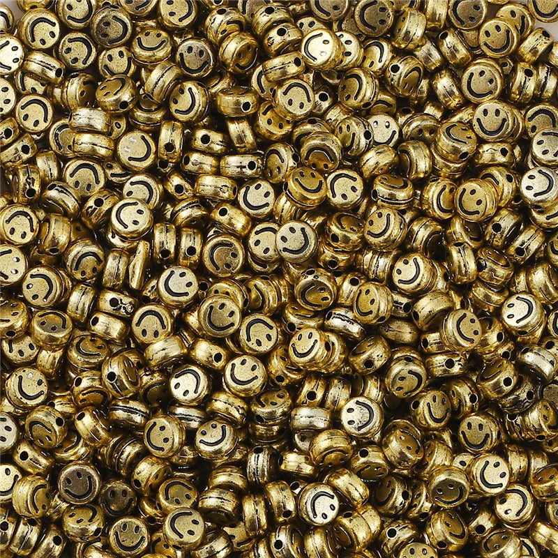 New Arrival Factory 100pcs/pack Acrylic Bead High Quality 7mm Colorful Smile Beads Diy Beading Material