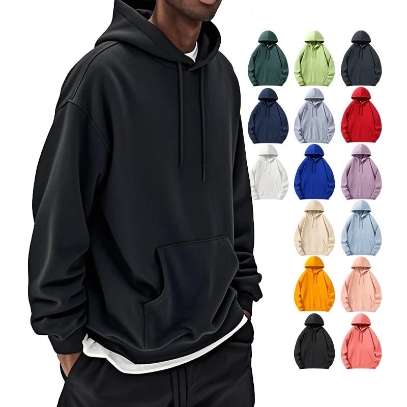 300G 330G Unisex 100% Cotton Blank Heavyweight Hooded Sweatshirt Streetwear Custom 3D Embroidery for Men