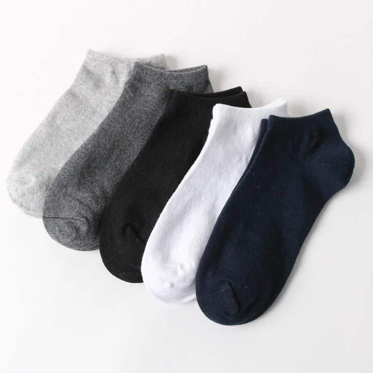 Spring and Summer 75% Cotton Casual Men's Sports Breathable Sweat-absorbent Eco-Friendly Ankle Socks Solid Color Bottom Logo
