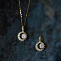 Dainty Pave CZ Collar De Luna 925 Sterling Silver Hollow Moon Necklace