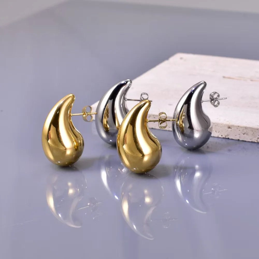 Factory Wholesale Teardrop Stud Earrings Stainless Steel Lightweight Jewelry Long Waterdrop 18K Gold PVD Plated Waterproof Hot