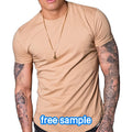 2023 New 95% Cotton 5% Spandex Men's T-Shirt Slim Fit Long Hem Curved Hem Muscle Fitness T Shirt Stylish Design