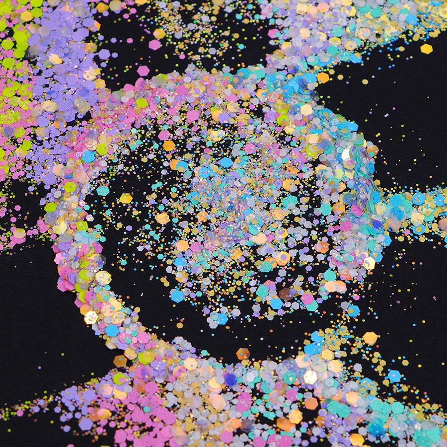 Bulk 24 Colors Nail Craft Glitter Powder Mixed Size Spring Summer Color Polyester Chunky Glitter for Nail Tumbler Slime