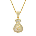 CN155  Brass Setting  CZ  Pendant Copper Micro Pave CZ Stones Hip Hop Necklace