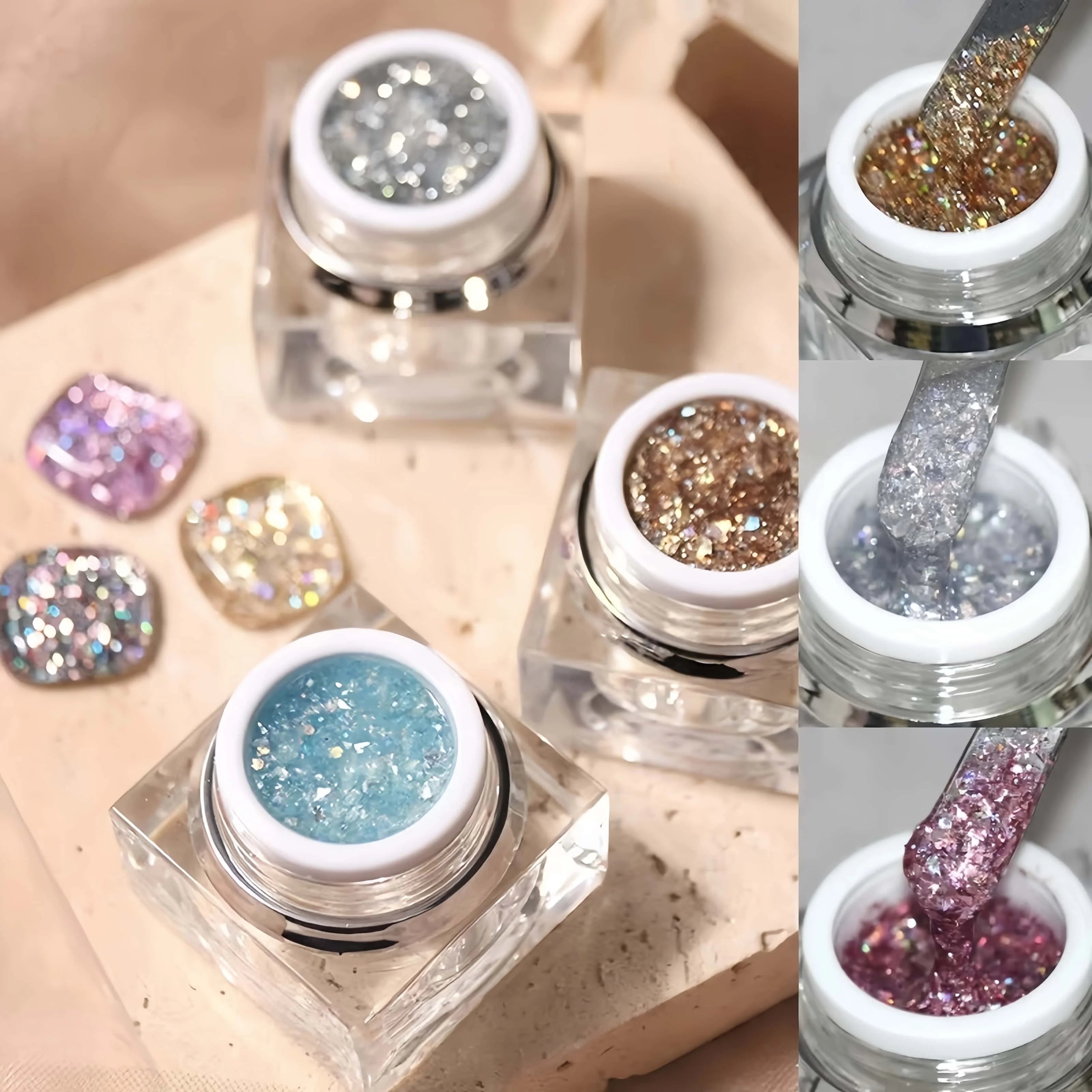 Factory Price No Wipe 16 Colors 5ml Platinum Glitter Soak Off Led UV Gel Nail Polish