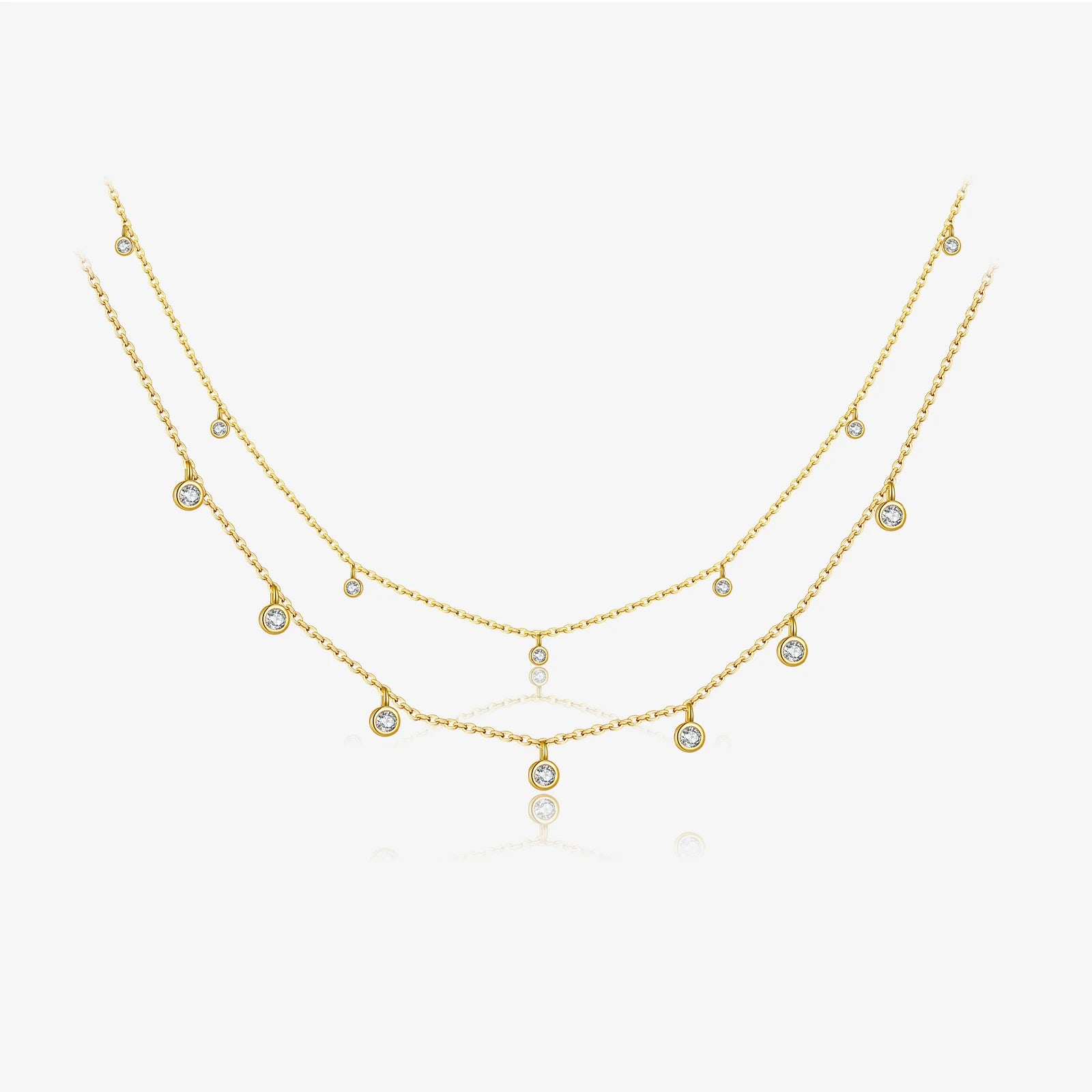 FUAMAY 18k Gold Plated 925 Sterling Silver Necklace with Bezel CZ Trendy  Collar Minimalista De  Circonitas Para Mujer