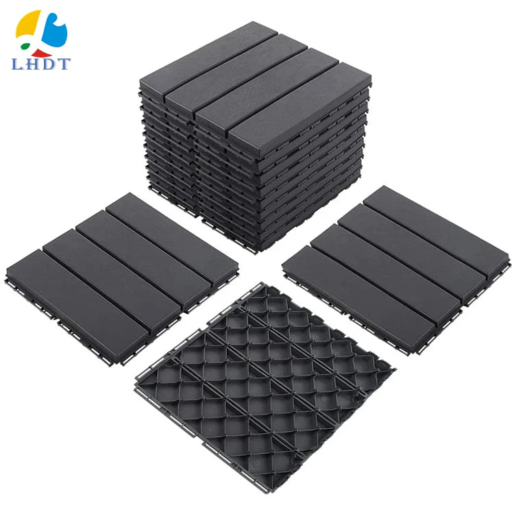 LHDT PP Multi Gym Outdoor Hockey Tiles - Plastic Interlocking Decking Mats for Balconies & Patios