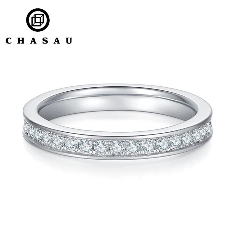 Eternity 1.5mm Moissanite Row Ring S925 Silver Plated in 18k White Gold Top Quality Moissanite Diamond Ring for Women