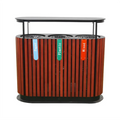 Outdoor Wooden Classification Waste Trash Can Outside Street Park Sorting Rubbish Litter Bin Public Commercial Recycling Dustbin