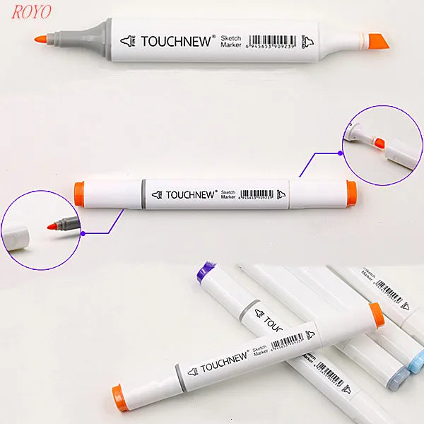 Touchnew T6-168Colors Permanent Art Marker Pens Set 168 Colors Drawing Double Head Markers Art Supplies