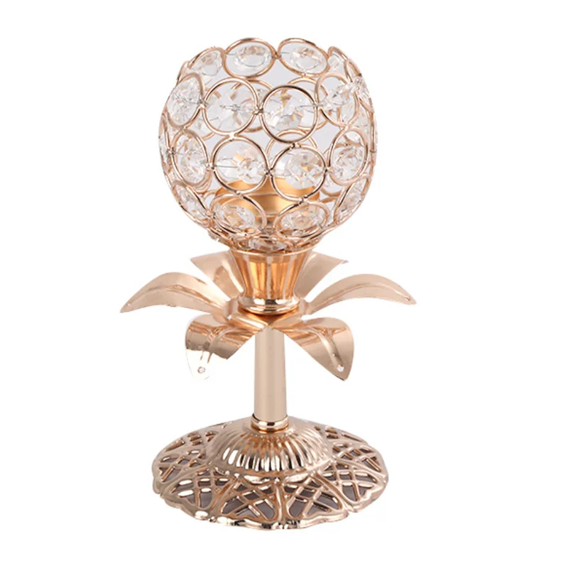 Classic Style Iron Candlestick With Crystal Screen Cover