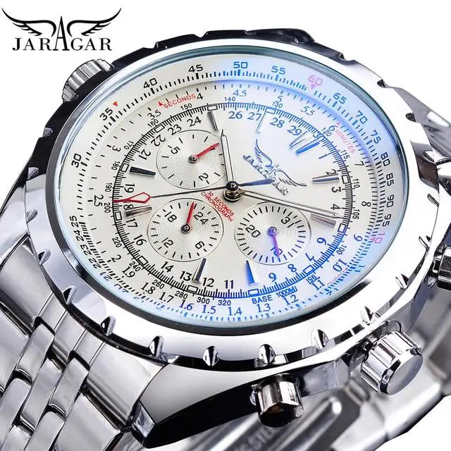 Jaragar Watches Men Wrist  Glass Automatic Mechanical Watch Stainless Steel Date Clock Mens Business Dropshipping Montre