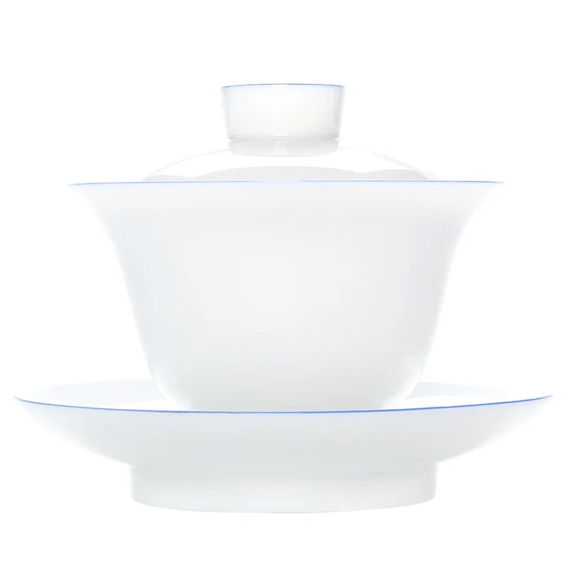 Sweet White Porcelain Cover Teacup Single Non-scald Gaiwan Egg-shell Kung Fu Tea Set Ceramic Tea Bowl CustomizationLOGO