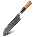 AMBER New Damascus Steel Chef Santoku Knife 7 Inch Japanese Kitchen Knives Resin Wood Handle High Hardness