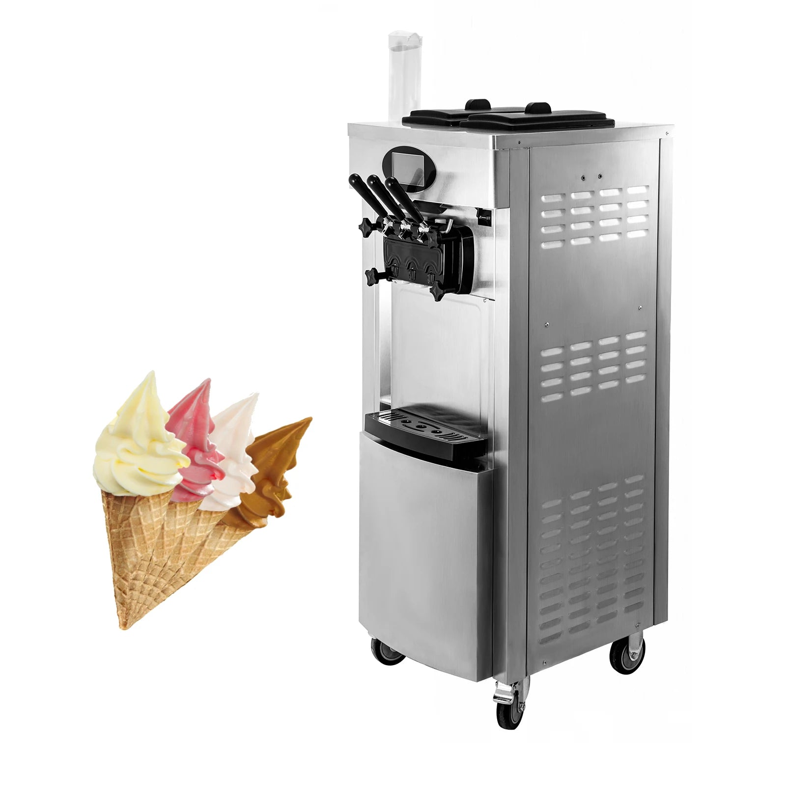 Sihao Vertical Soft Ice Cream Machine with GMCC double compressors and LCD Touch Screen Commercial  Ice Cream Maker With 2+1 Flavors