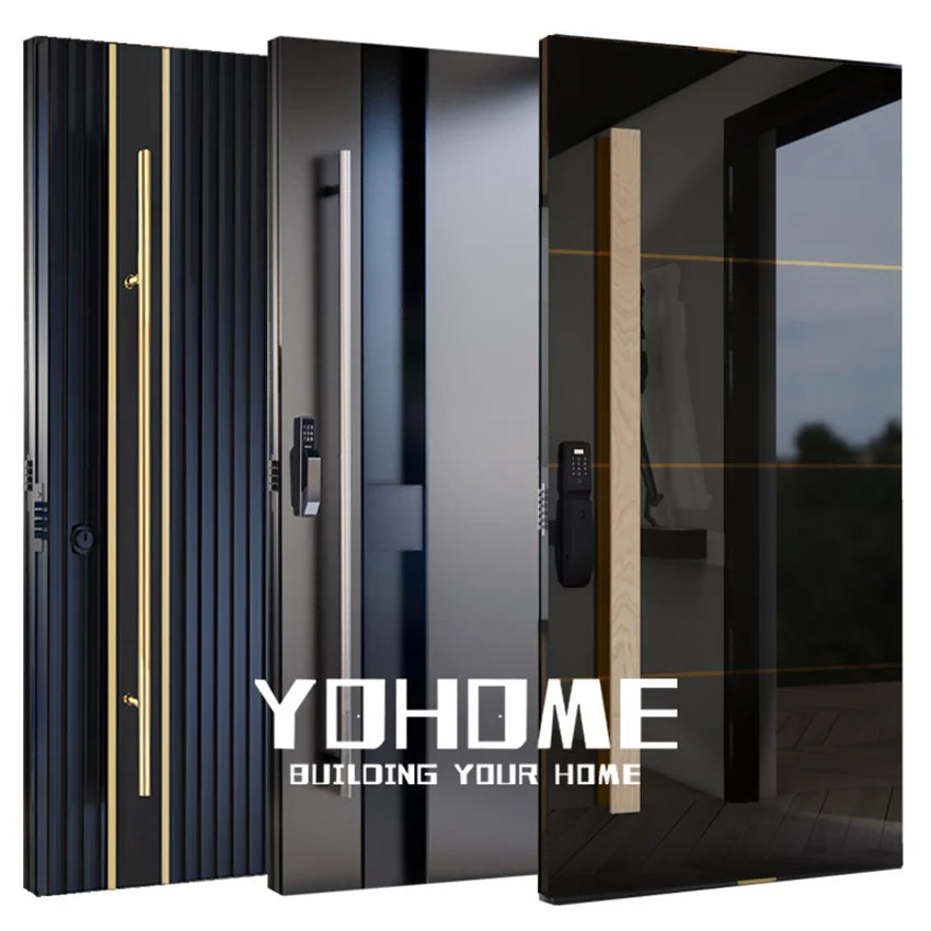 Italian Design Luxury Outdoor Entrance Door Outdoor Steel Door with Smart Lock Stainless Steel Outdoor Metal Home Door
