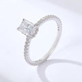 Fulsun Factory Wholesale Moissanite Jewelry 925 Sterling Silver Rectangle Promise Engagement Wedding  Fine Ring for Women