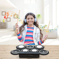 2022 Konix Newest Waterproof Silicone Drum Foldable Black Electronic Drum Kit with Rechargeable Battery and Two Speakers