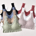 Cheap Hot Summer Girls Sexy Underwear Wire Free Comfortable Chest Wrap Ultrathin Lace Trim Sport Top Bra