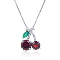 Abiding Jewelry Small and Exquisite Ladies Fashion Necklace Cherry 925 Sterling Silver Lady Garnet Necklace Pendants