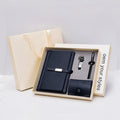 Business Card Holder Bag and Promotional Thick Ballpoint Pen Gift Set and Leather Keychain Notebook 4 Pcs Set