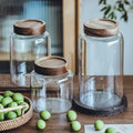 Hxglass Wholesale Airtight Jar Tea Dry Food Storage Container 850ml 1.2L 1.6L Wholesales Sealed Glass Jar With Wood Lid