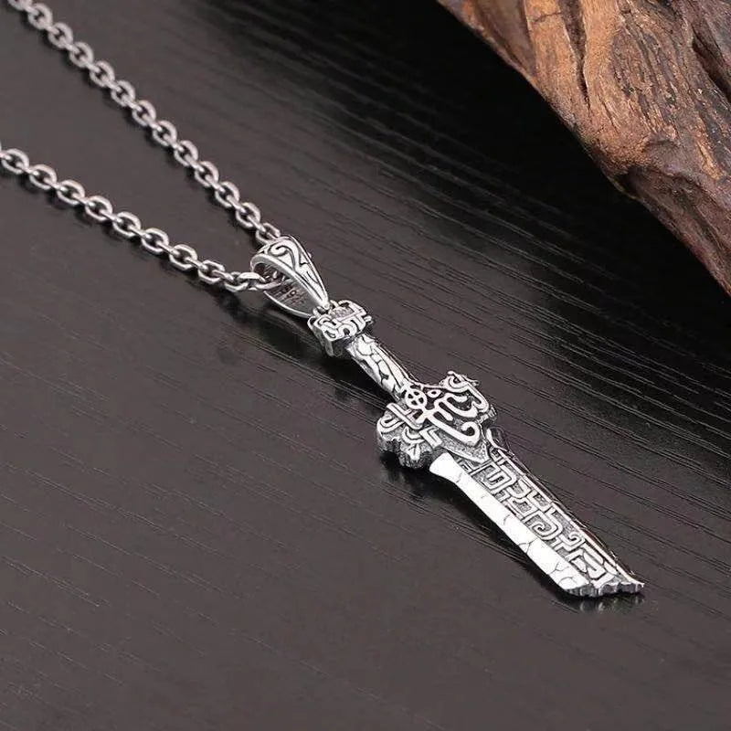 SC New Arrival Stainless Steel Chain Necklace Gothic Broken Sword Necklace Knight Sword Pendant Necklace Punk Jewelry Men Women
