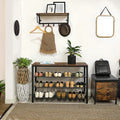 Multi Layer New Hallway 4 Row Living Room Metal Mesh Panal Display Wooden Shoes Rack