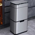 Iintelli 50L Kitchen Trash Bin Sortable Double Stainless Steel with PP Inner Bucket Smart Sensor Dustbin 50L Capacity Storage