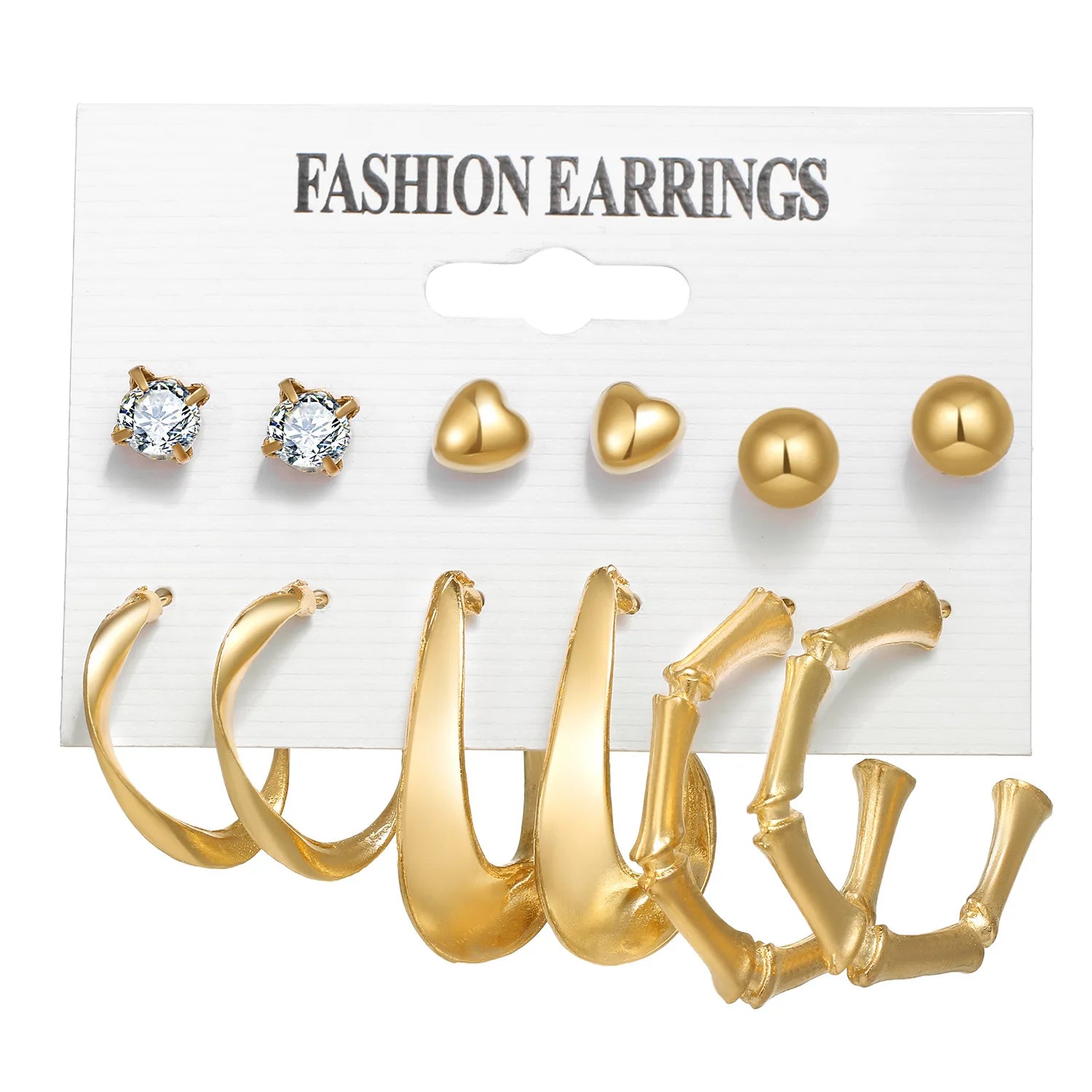 Fashion Earrings Set Jewelry Geometric C Shaped Pearl Cross Earring Statement 18K Gold Plated Large Butterfly Heart Stud Earring