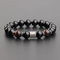 Pulsera De Piedras Handmade Men's Beaded Bracelet Stainless Steel Tiger's Eye Stone Bright Stone Bracelet Men's