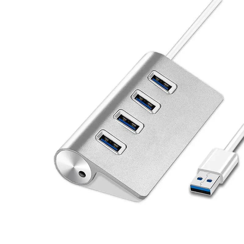 Wholesale Silver Aluminum USB3.0  Hub 4 in 1 Docking Station 4 Port Metal USB HUB Divider 4 Ports 3.0