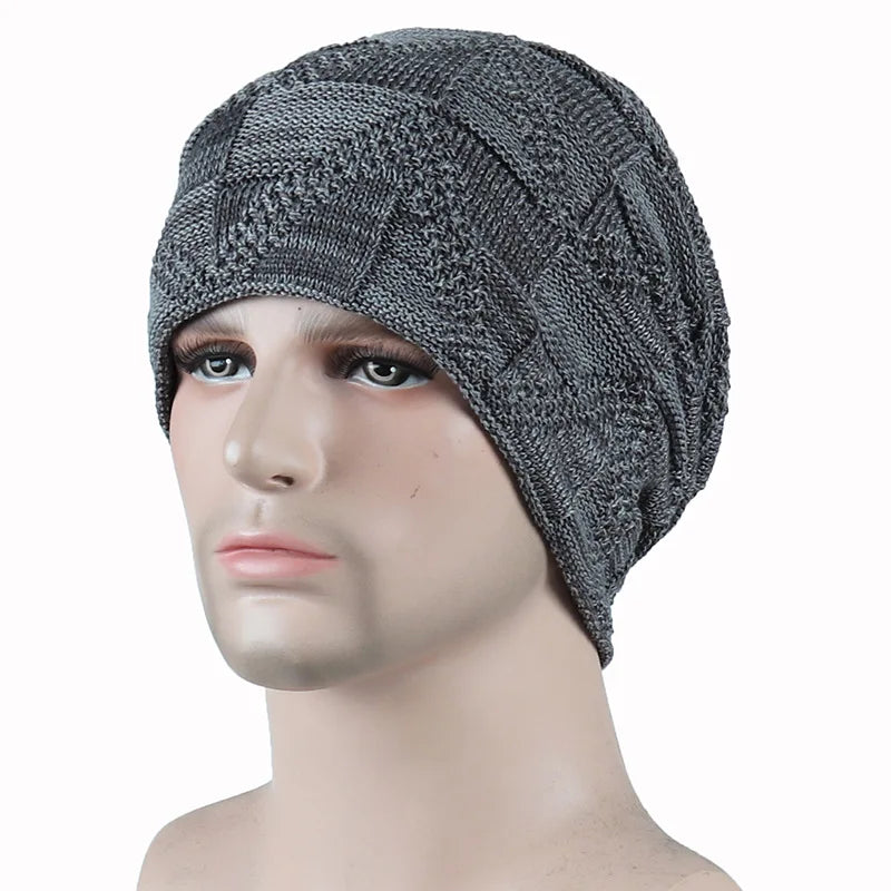 Winter 2022 Wholesale Mens Acrylic Knit Warm Soft Long Slouchy Baggy Beanie Hat With Fleece Lining