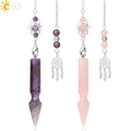 CSJA Crystal Dowsing Pendulum for Divination Natural Stone Quartz Dream Catcher Pendant Pendulums Pendulo G608